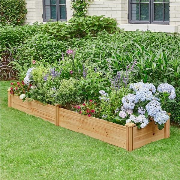 Ce carré potager en bois massif certifié FSC assure une gestion responsable des forêts. Ses planches de 1,5 cm d'épaisseur s'assemblent facilement avec des vis, offrant une structure stable et résistante. Chaque côté est doté d'une plaque latérale d'une seule pièce, fixée fermement pour éviter les fuites de terre.

Divisé en deux zones par une cloison amovible, ce bac à fleurs pratique permet une croissance optimale des plantes grâce à son fond ouvert. Idéal pour cultiver légumes, fleurs ou herbes, il s'adapte parfaitement à votre patio, cour, jardin ou serre. Facile à monter avec une notice illustrée, ce carré potager est à la fois fonctionnel et esthétique.